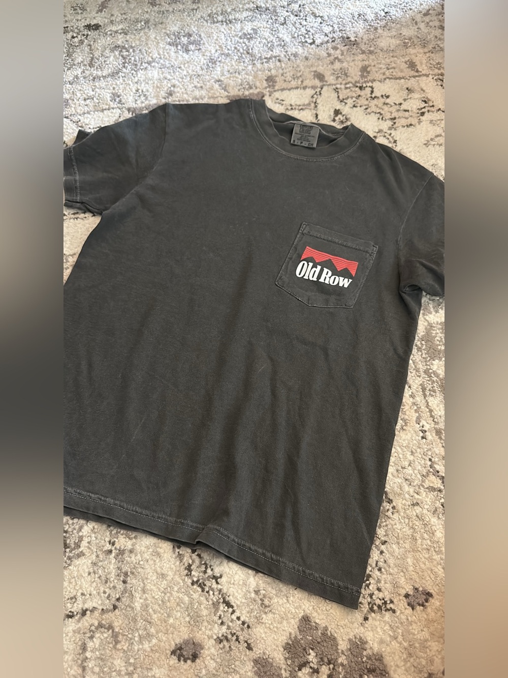 Old Row Men’s Black Pocket T-Shirt with Red Logo
